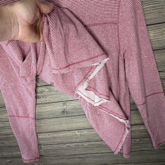 Free People Large Pullover Sweater Top Knit Striped Grommet Lace Up Lacey Love - Picture 8 of 8